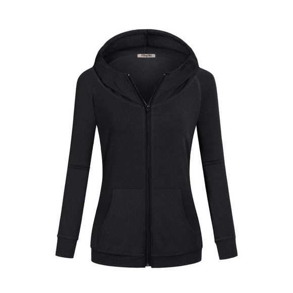 Amazon Tops - NWY Hibelle Classic Black Women's Zip-Up Hoodie